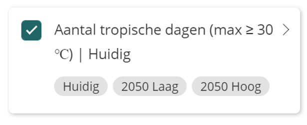 De grijze velden geven aan dat voor deze kaart drie scenario’s beschikbaar zijn. 